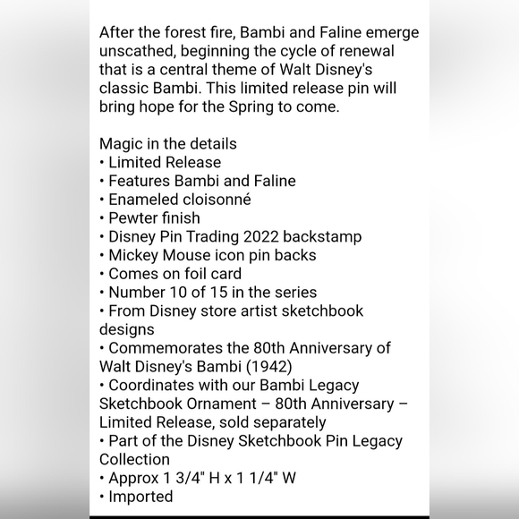 Disney's Bambi convertible backpack with exclusive pin - Picture 7 of 15